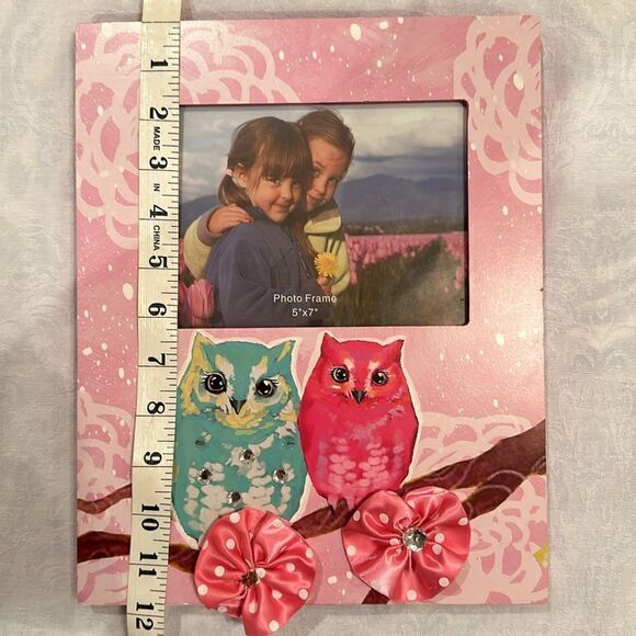 Frame Wooden Photos Pink Owls Bows - Picture 7 of 10